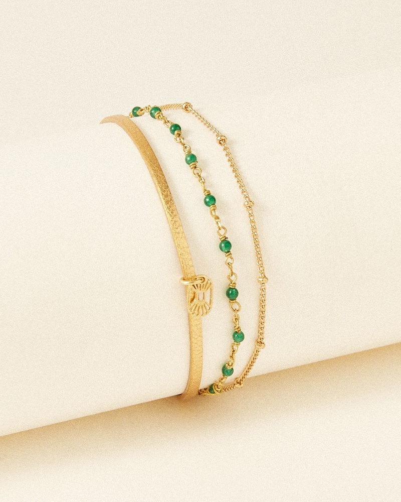 Bracelet Orphee metallic gold jade