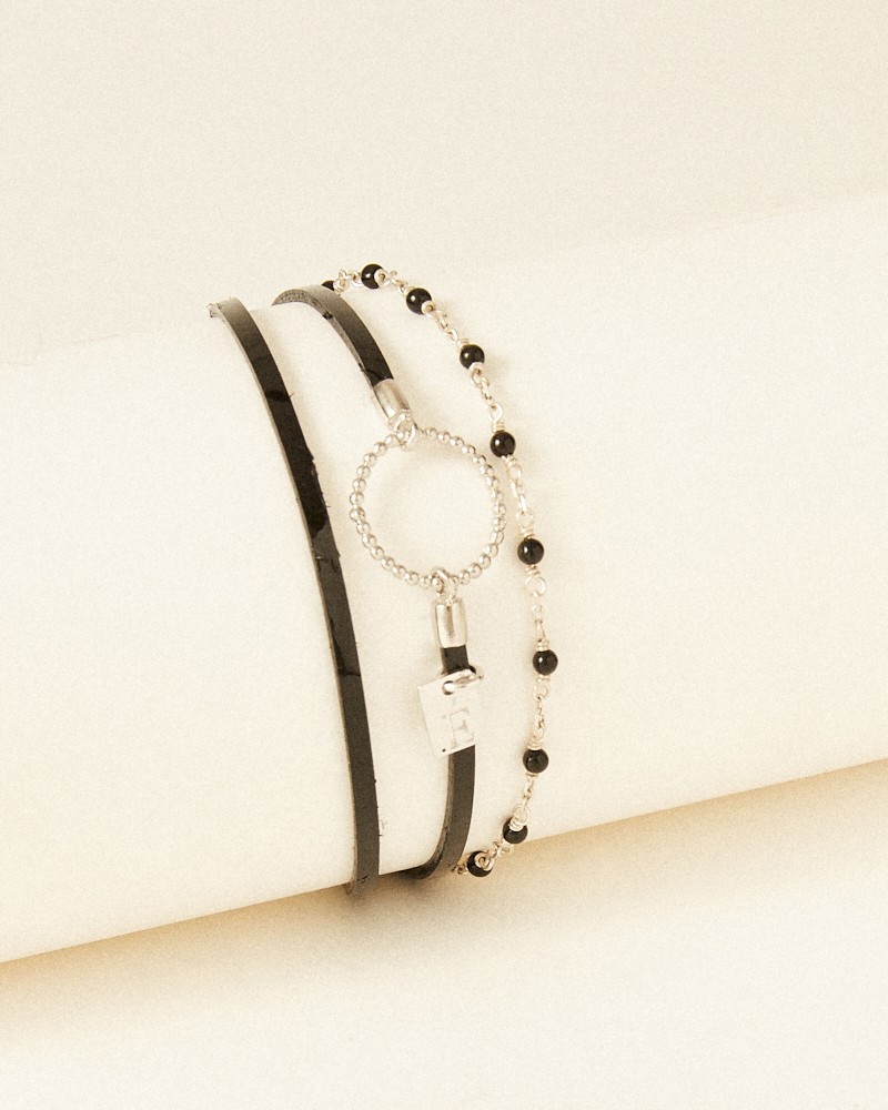 Bracelet Yvonne gala noir agate noire