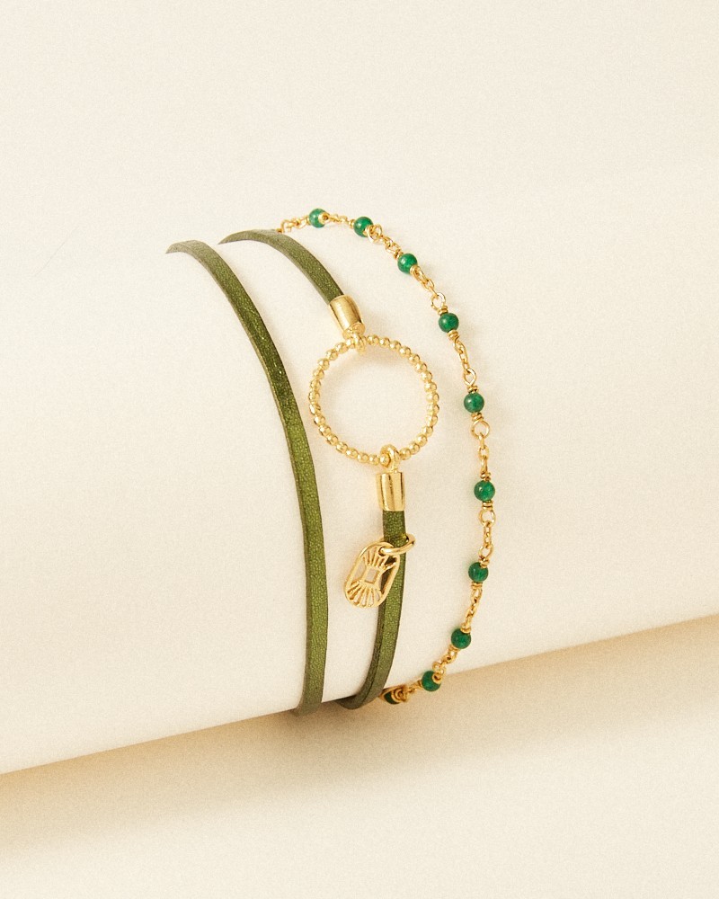 Bracelet Yvonne Olive irisé jade