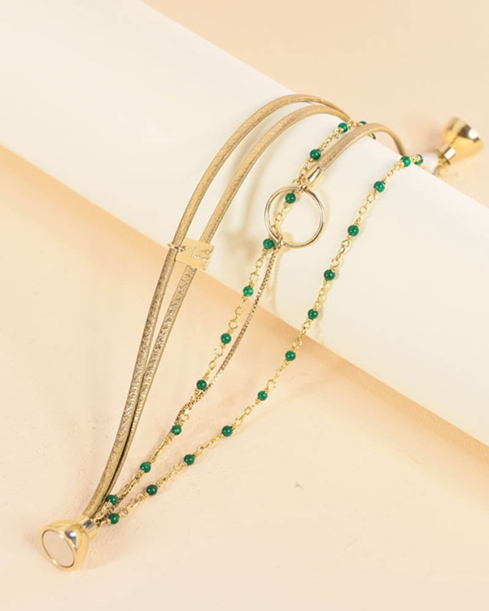 Bracelet Yoko metallic gold jade