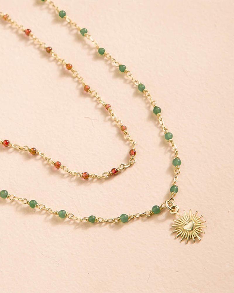 Collier Circe agate rouge et jade