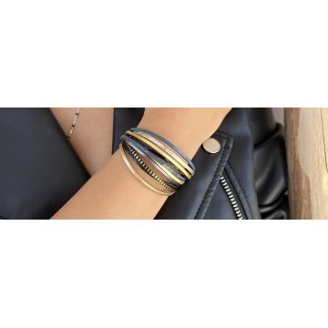 Bracelets pour femme - bracelet en cuir et chaine