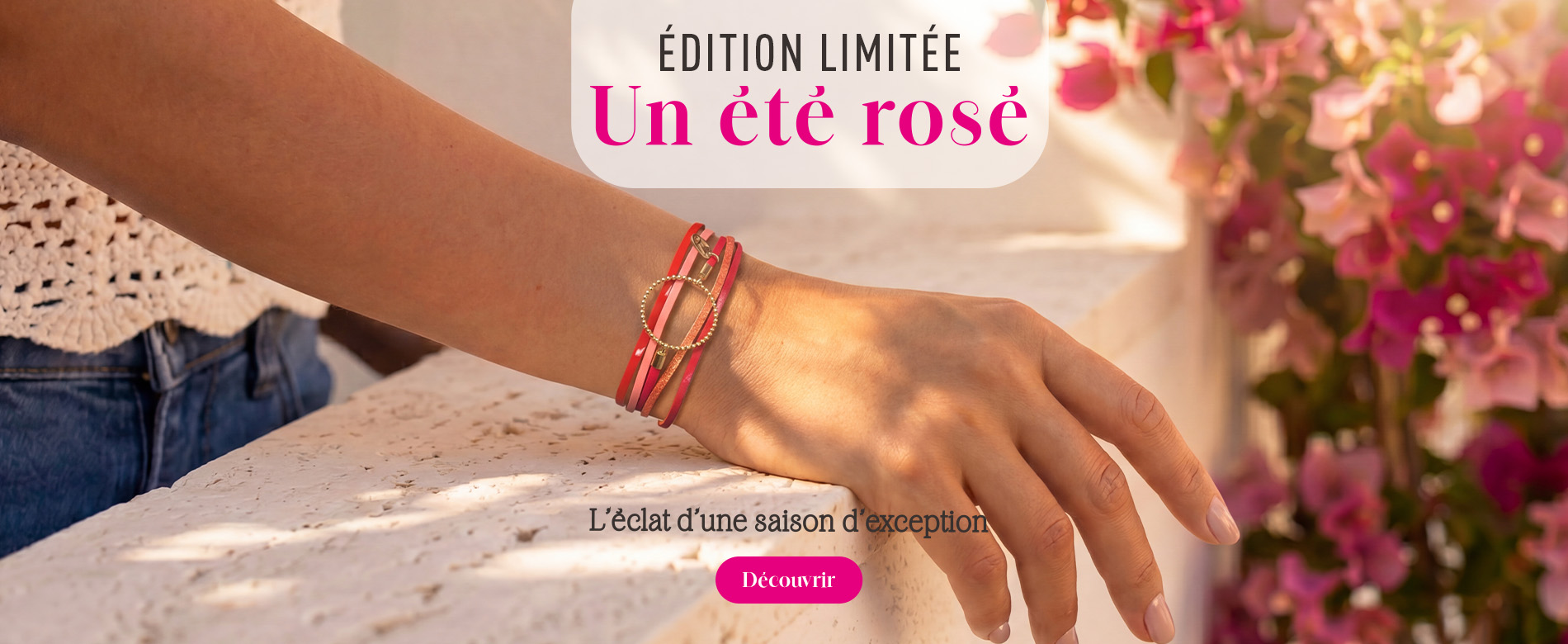 Découvrez notre collection Été Rosé en édition limitée. Des bijoux colorés et lumineux inspirés des soirées d'été, du soleil et des instants précieux. Quantités limitées.